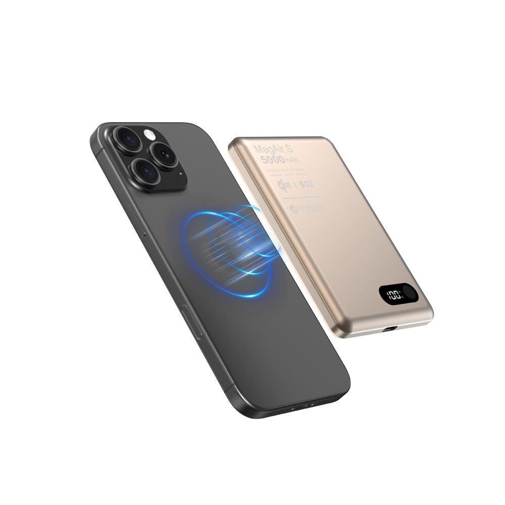 Mazer M-MagAir29-DT qi2 15W 5000mAh PD20W Ultra Slim Power Bank (Desert Titanium)