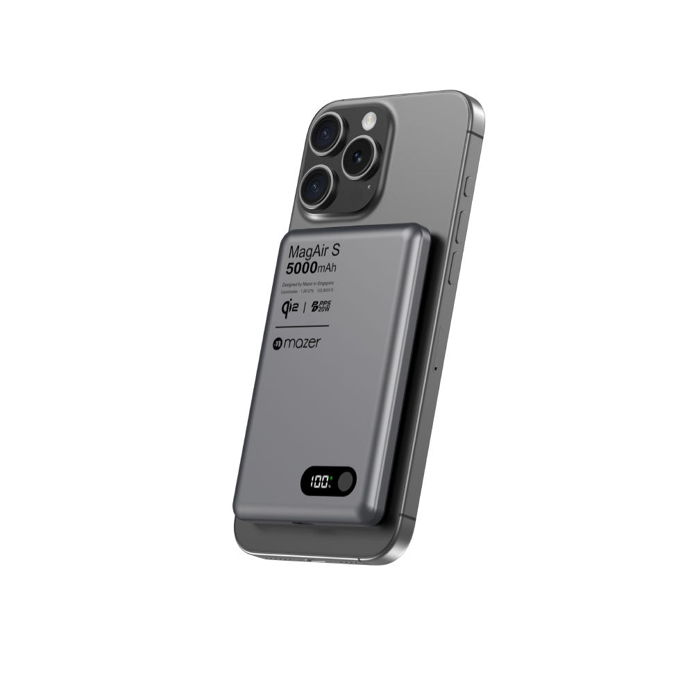 Mazer M-MagAir29-GY qi2 15W 5000mAh PD20W Ultra Slim Power Bank (Grey)