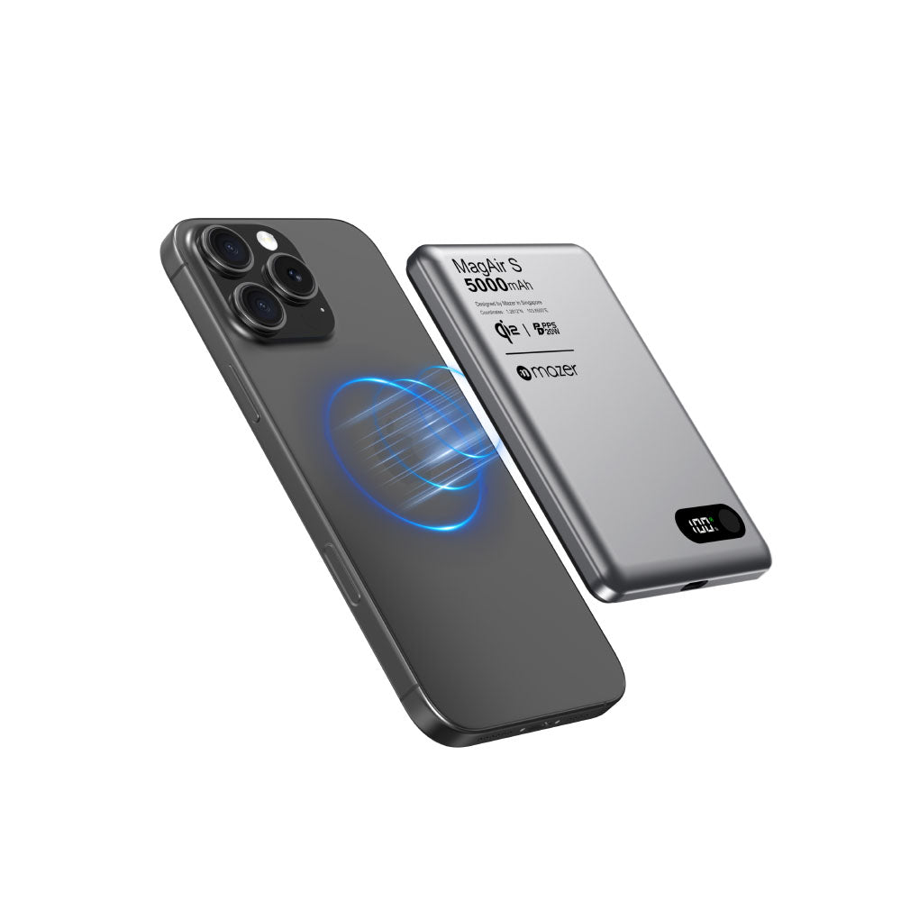 Mazer M-MagAir29-GY qi2 15W 5000mAh PD20W Ultra Slim Power Bank (Grey)