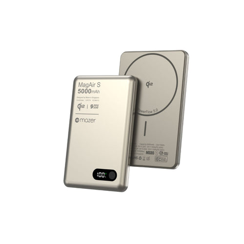 Mazer M-MagAir29-NT qi2 15W 5000mAh PD20W Ultra Slim Power Bank (Natural Titanium)