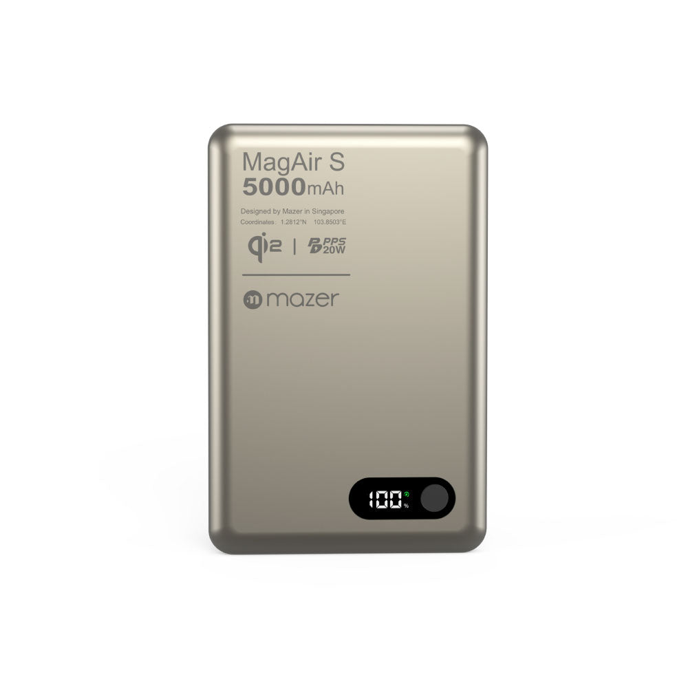 Mazer M-MagAir29-NT qi2 15W 5000mAh PD20W Ultra Slim Power Bank (Natural Titanium)