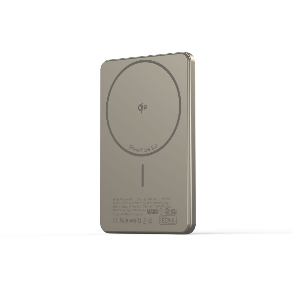 Mazer M-MagAir29-NT qi2 15W 5000mAh PD20W Ultra Slim Power Bank (Natural Titanium)