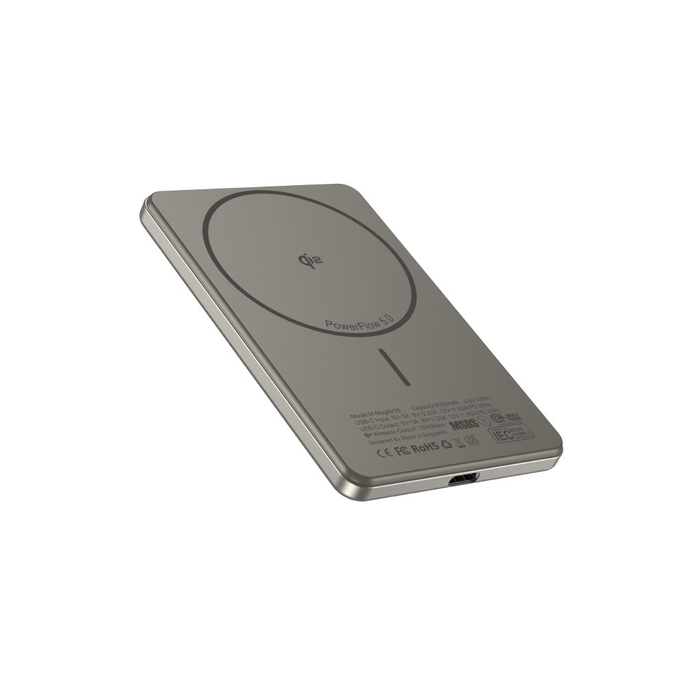 Mazer M-MagAir29-NT qi2 15W 5000mAh PD20W Ultra Slim Power Bank (Natural Titanium)