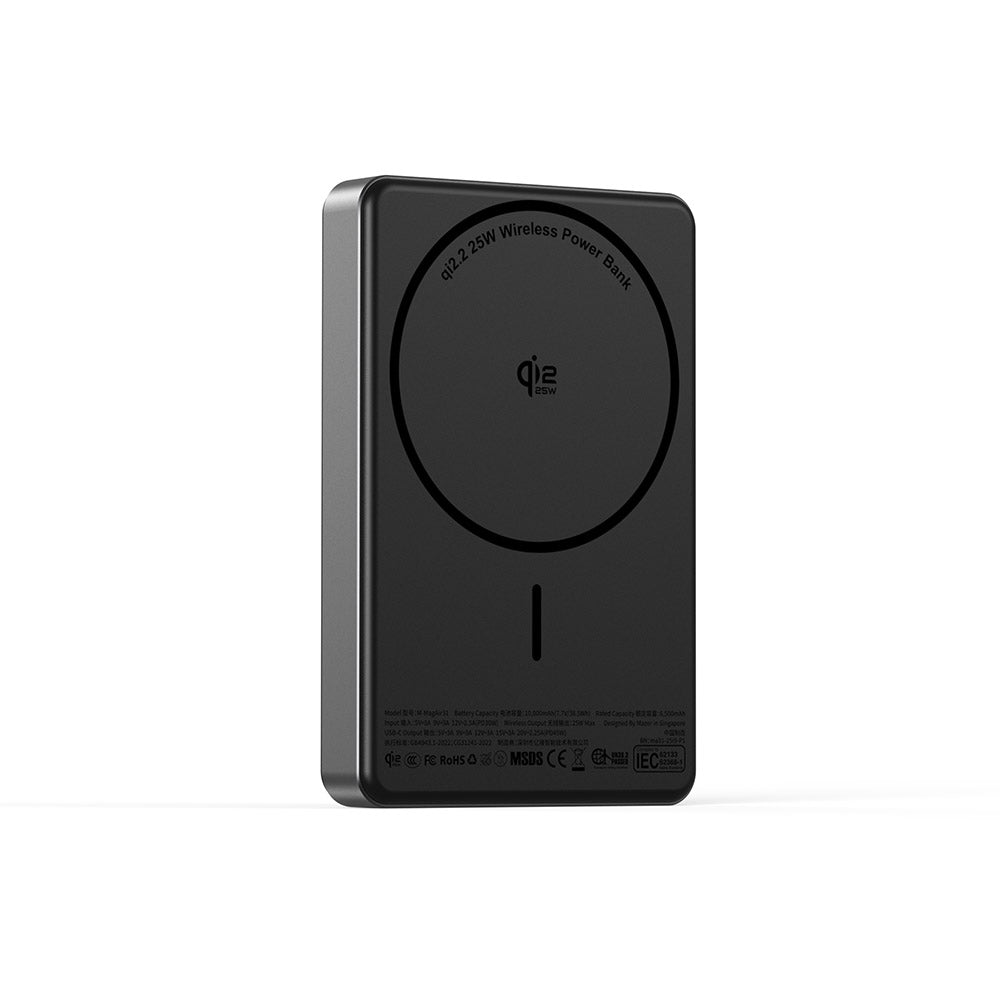 Mazer MagAir31 10,000mAh Qi2.2 Certified 25W Magnetic Wireless Power Bank (CCC Certified) Black