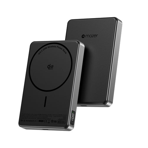 Mazer MagAir31 10,000mAh Qi2.2 Certified 25W Magnetic Wireless Power Bank (CCC Certified) Black