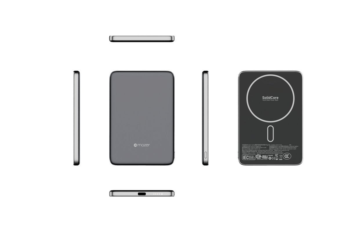 Mazer SolidCore Air 15W Ultra Slim 5000mAh SSB CCC+QR Powerbank Black Grey (M-MagAir39-BG)