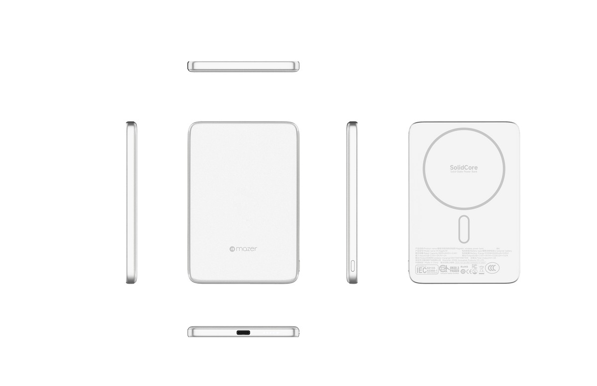 Mazer SolidCore Air 15W Ultra Slim 5000mAh SSB CCC+QR Powerbank Silver (M-MagAir39-BG)