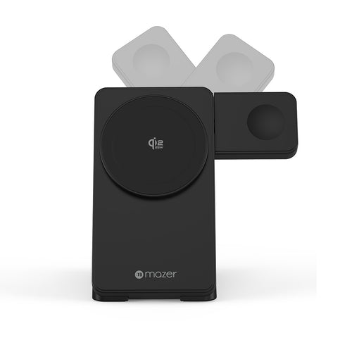 Mazer M-MagFold07 qi2.2 25W Foldable 3-in-1 Wireless Charger (Black)