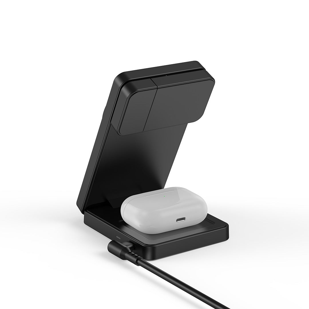 Mazer M-MagFold07 qi2.2 25W Foldable 3-in-1 Wireless Charger (Black)