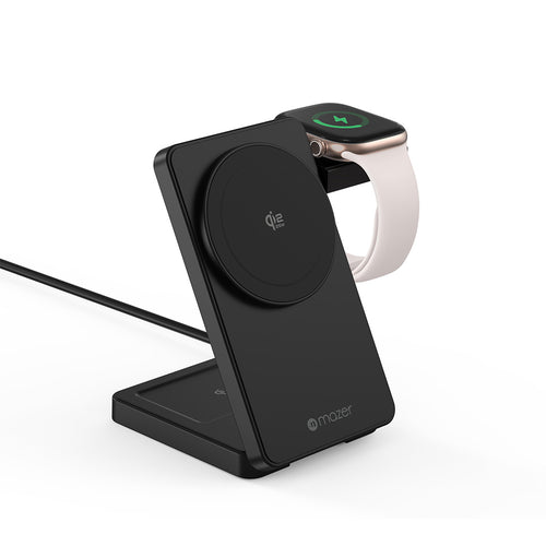 Mazer M-MagFold07 qi2.2 25W Foldable 3-in-1 Wireless Charger (Black)