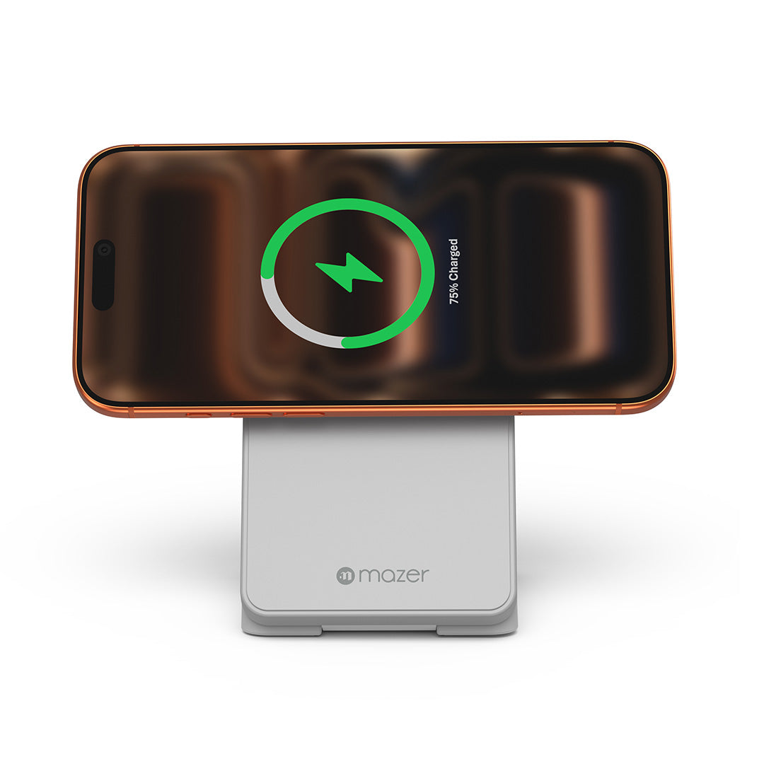 Mazer M-MagFold07 qi2.2 25W Foldable 3-in-1 Wireless Charger (Light Grey)