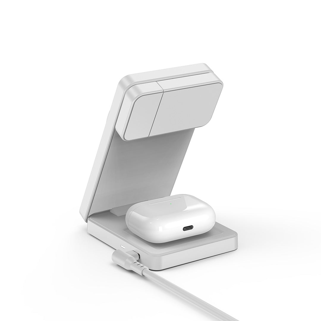 Mazer M-MagFold07 qi2.2 25W Foldable 3-in-1 Wireless Charger (Light Grey)