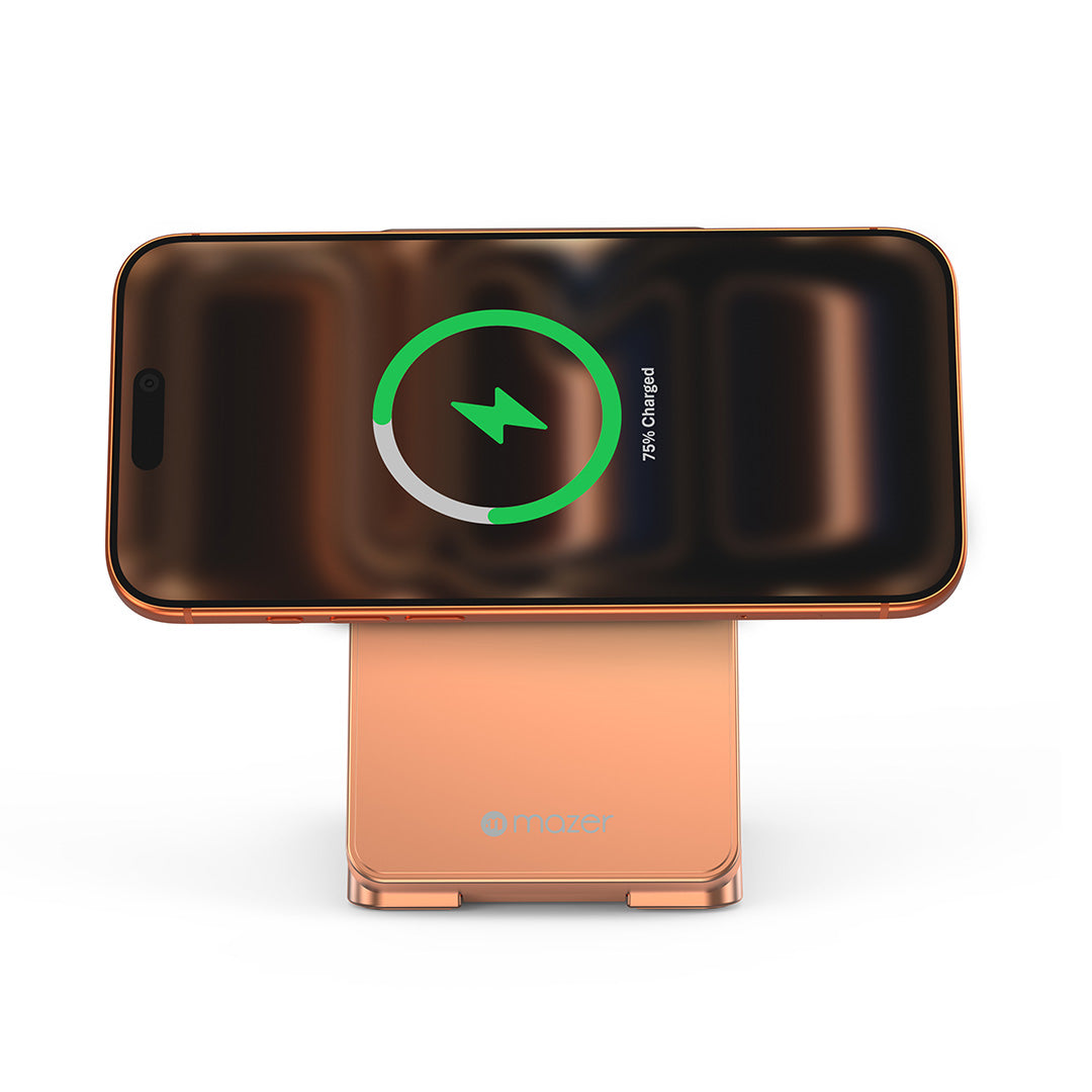 Mazer M-MagFold07 qi2.2 25W Foldable 3-in-1 Wireless Charger (Sunset Orange)