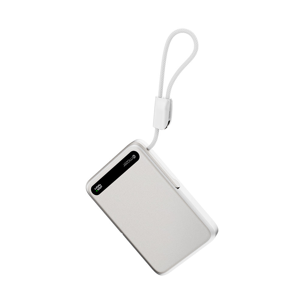 Mazer M-MagLink19 10kmAh PD27W CCC Power Bank with Built-in Stand and Cable (Silver)