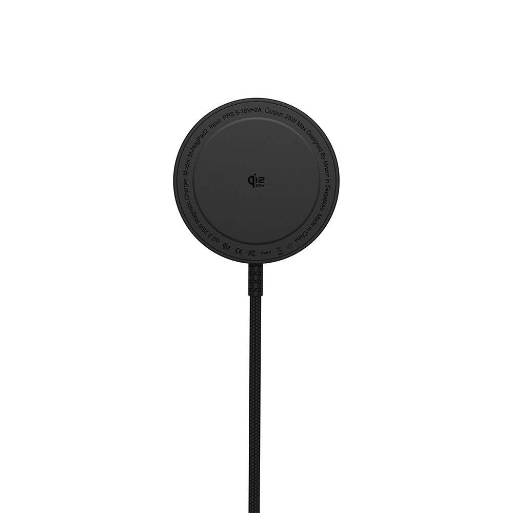 Mazer M-MagPad2 qi2.2 25W Wireless Charging Pad with 1.5M Cable (Black)