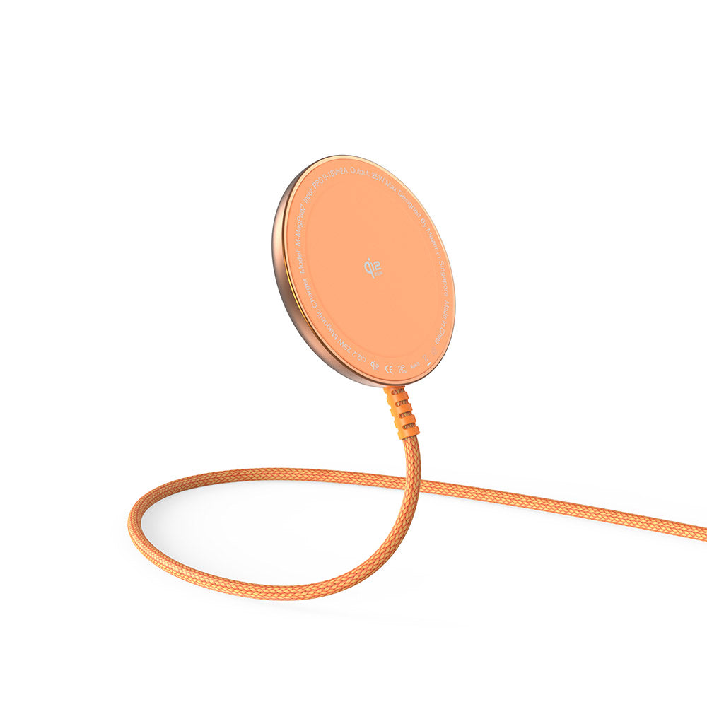 Mazer M-MagPad2 qi2.2 25W Wireless Charging Pad with 1.5M Cable (Sunset Orange)