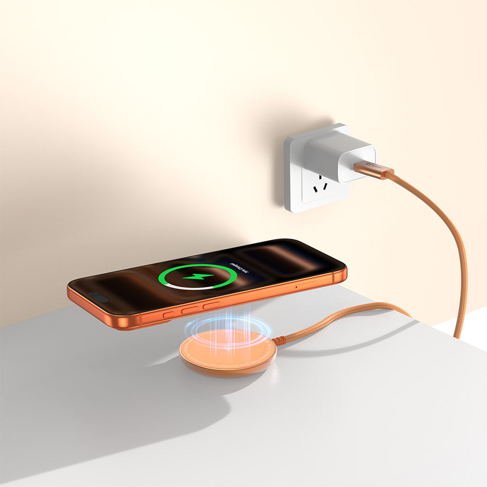 Mazer M-MagPad2 qi2.2 25W Wireless Charging Pad with 1.5M Cable (Sunset Orange)