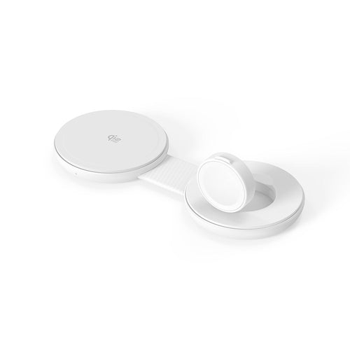 Mazer M-MagPadDuo2 2-in-1 qi2.2 25W Foldable Wireless Charging Pad (White)