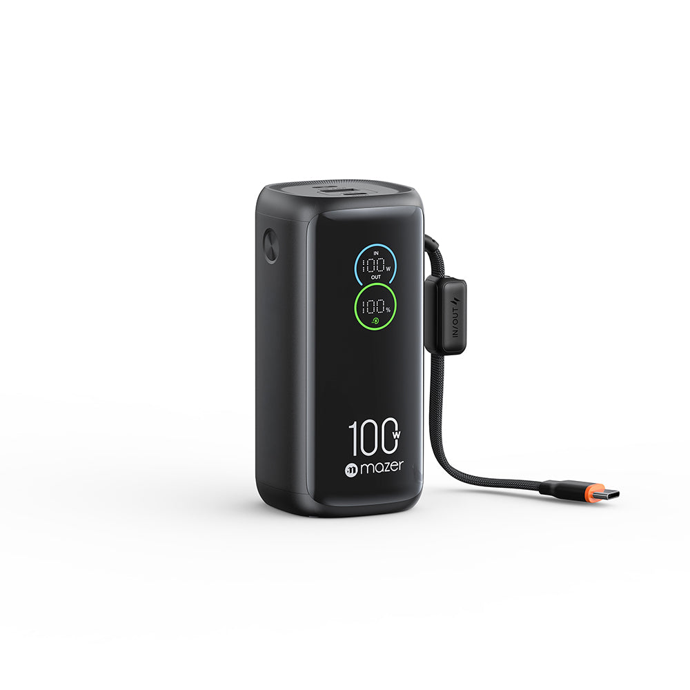 Mazer M-PC100L20-BK PowerCharge Link Pro 20000mAh PD100W with Built-in USB-C Cable PowerBank