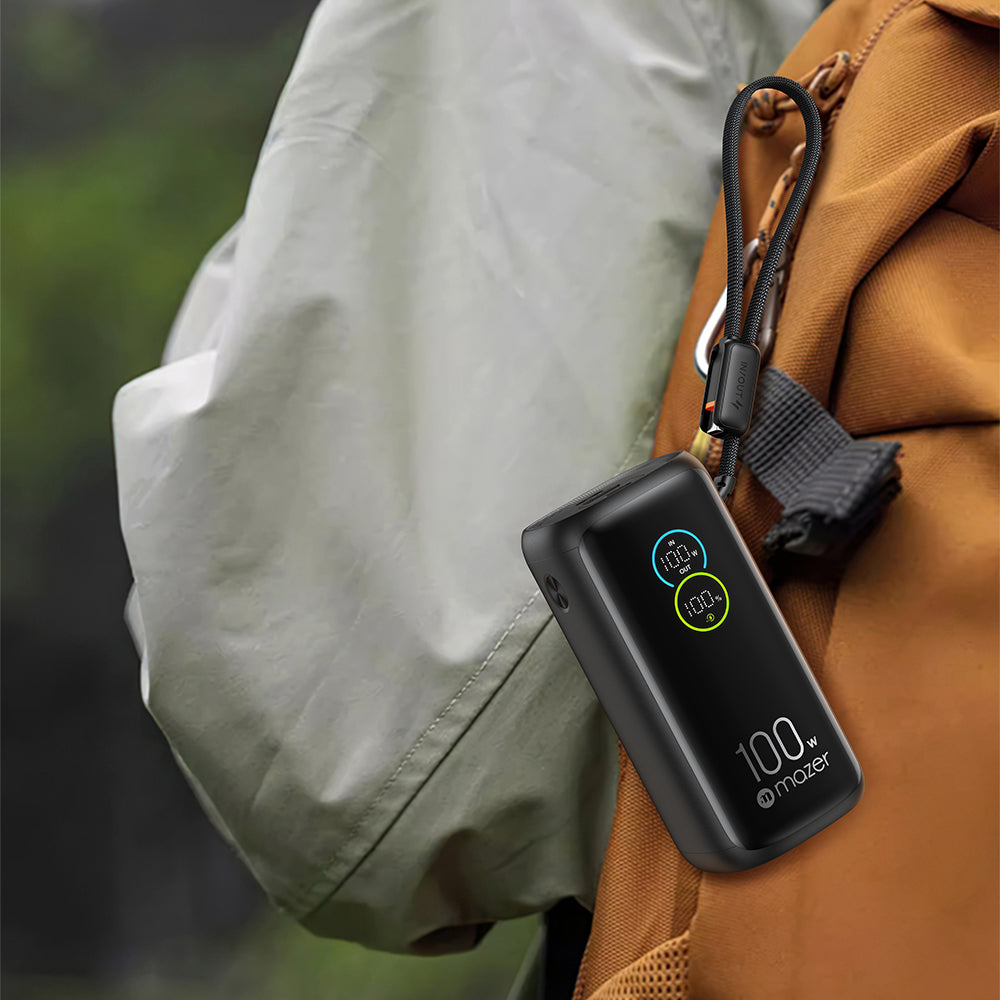 Mazer M-PC100L20-BK PowerCharge Link Pro 20000mAh PD100W with Built-in USB-C Cable PowerBank