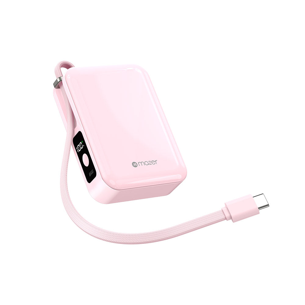 Mazer M-PC20C PowerCharge Nano 10000mAh PD20W with USB-C Cable Power Bank (Pink)