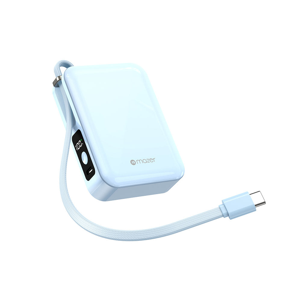 Mazer M-PC20C PowerCharge Nano 10000mAh PD20W with USB-C Cable Power Bank (Sky Blue)