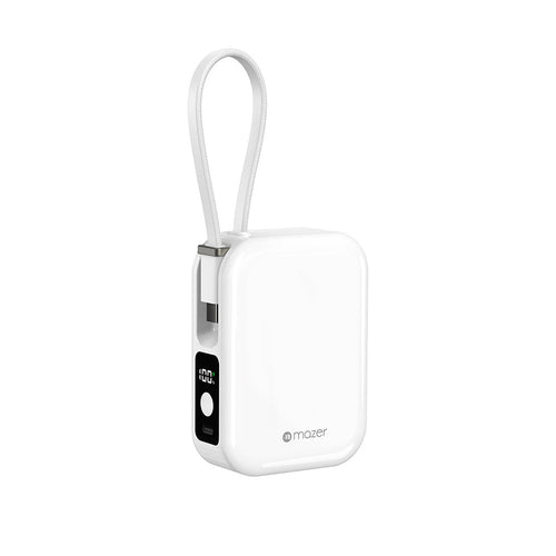 Mazer M-PC20C PowerCharge Nano 10000mAh PD20W with USB-C Cable Power Bank (White)