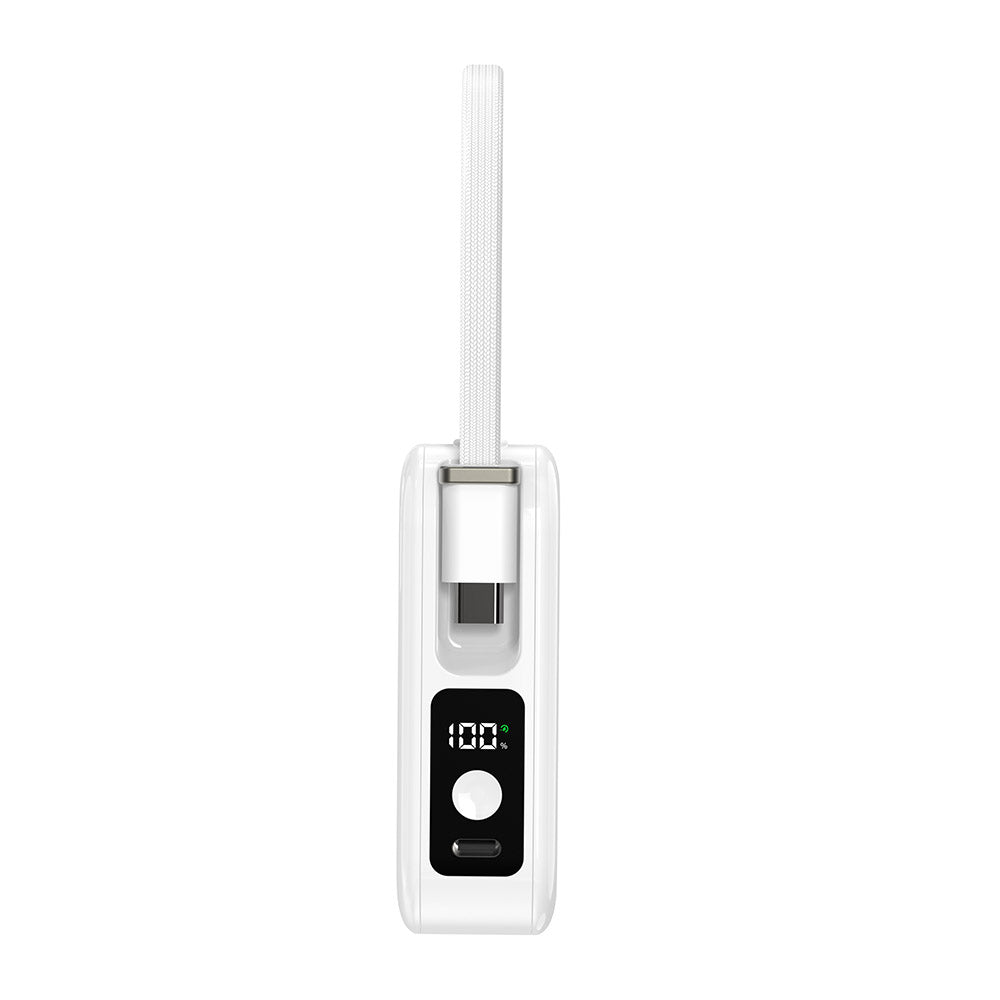 Mazer M-PC20C PowerCharge Nano 10000mAh PD20W with USB-C Cable Power Bank (White)