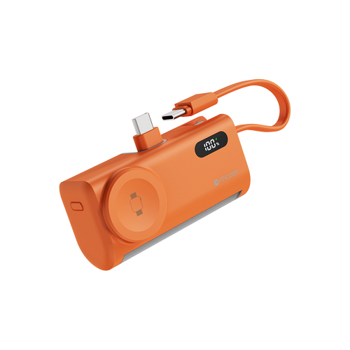 Mazer M-PC5.0W PowerCharge Pocket 2 5,000 mAh PD20W with Apple Watch Charger PB (CCC Certified) - Cosmic Orange