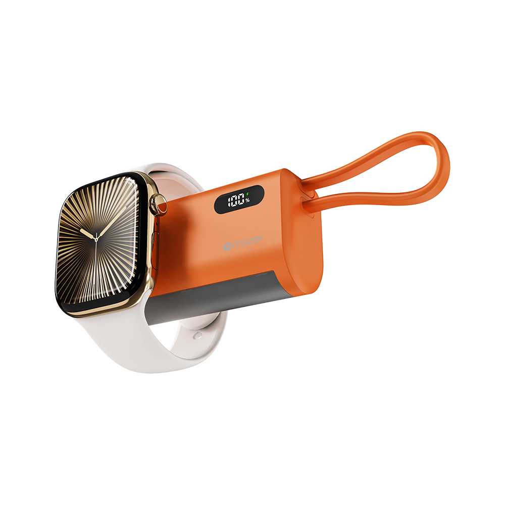 Mazer M-PC5.0W PowerCharge Pocket 2 5,000 mAh PD20W with Apple Watch Charger PB (CCC Certified) - Cosmic Orange