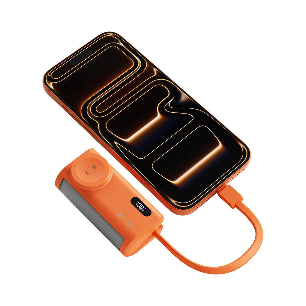 Mazer M-PC5.0W PowerCharge Pocket 2 5,000 mAh PD20W with Apple Watch Charger PB (CCC Certified) - Cosmic Orange