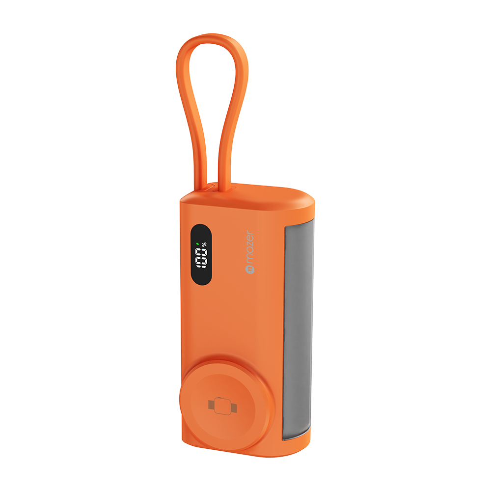 Mazer M-PC5.0W PowerCharge Pocket 2 5,000 mAh PD20W with Apple Watch Charger PB (CCC Certified) - Cosmic Orange