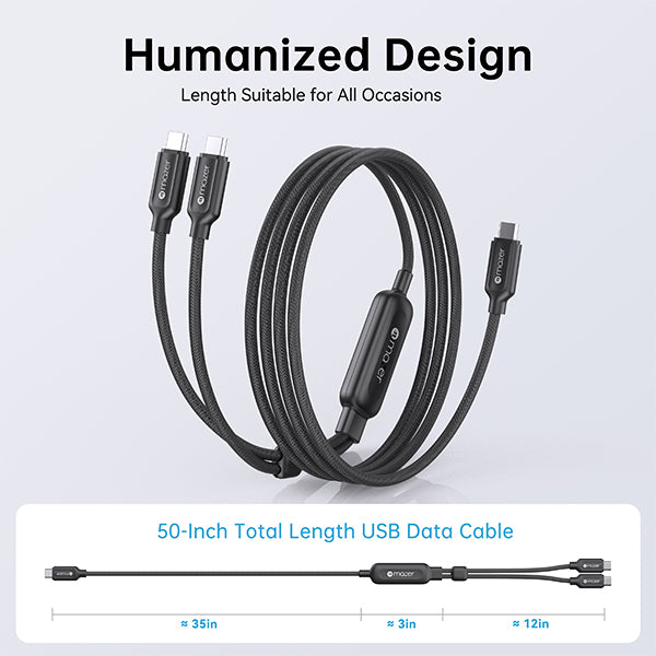 Mazer M-Scorpion-C140-BK InfiniteLink Scorpion Dual USB-C PD140W Fast Charge Cable 1.25M - Black