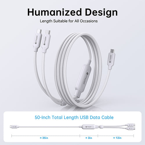 Mazer M-Scorpion-C140-LG InfiniteLink Scorpion Dual USB-C PD140W Fast Charge Cable 1.25M - Light Grey
