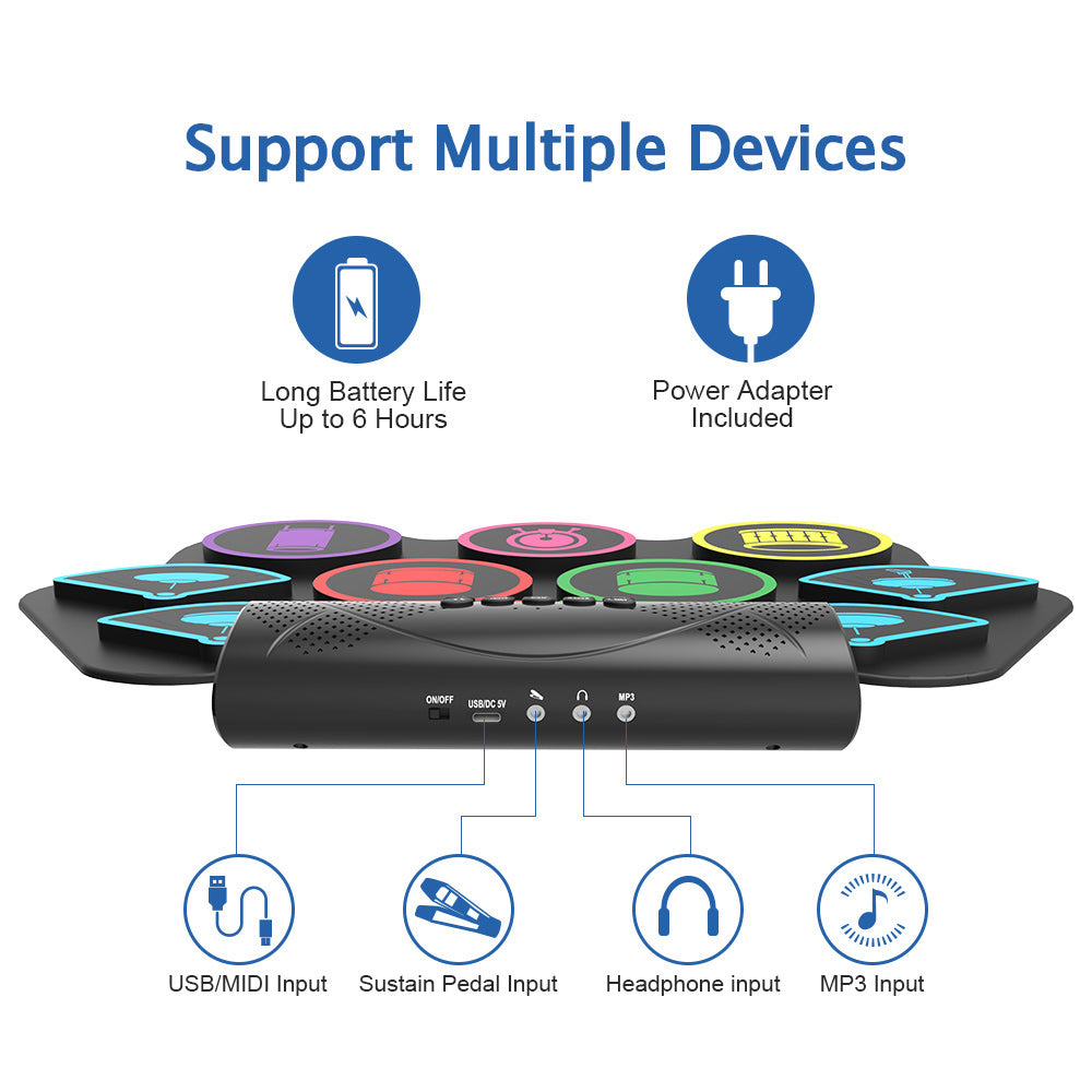 BOS MD862MC Built-in Dual Speaker Portable Silicone Electronic Drum