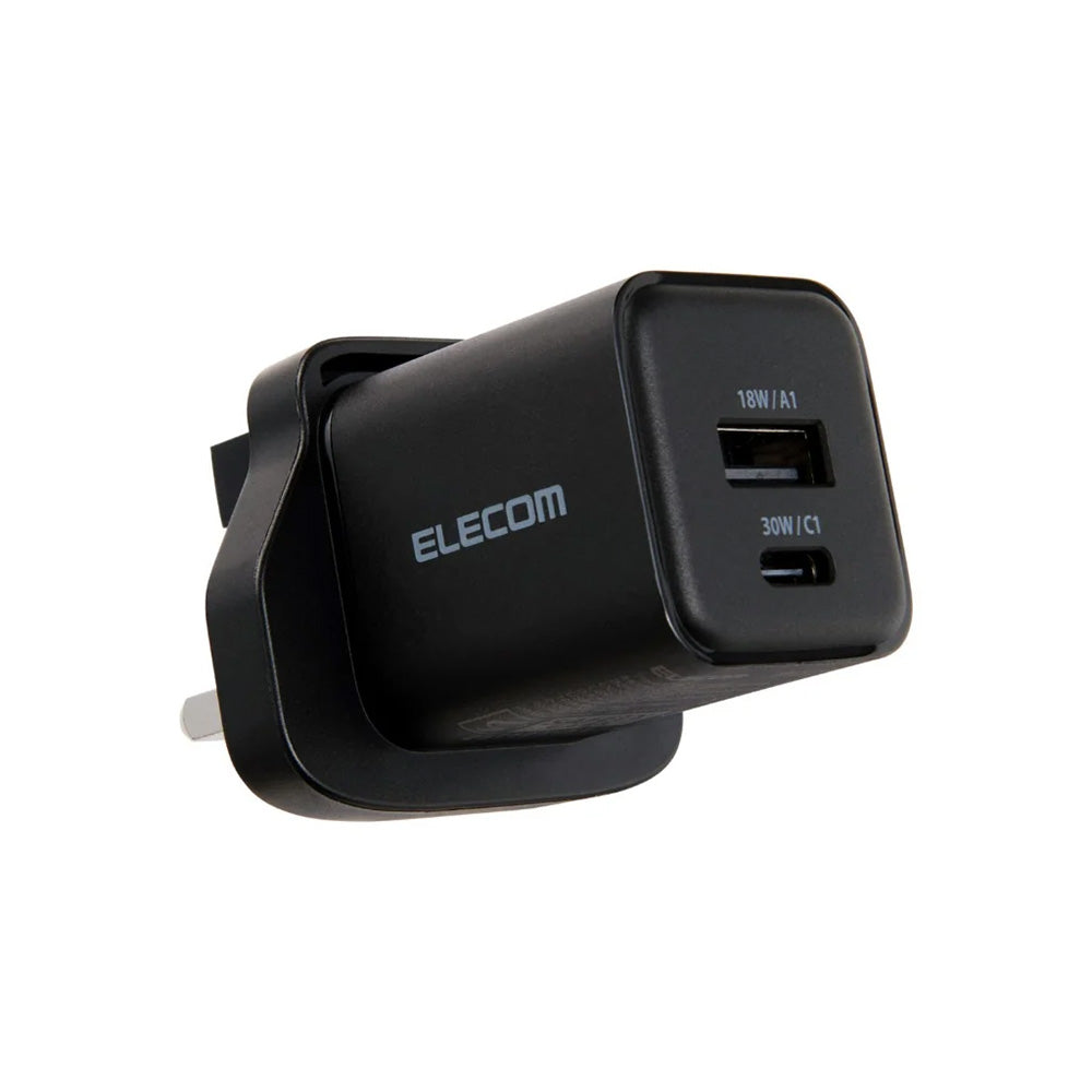 Elecom MPA-ACAS03BFBK 2-Port Wall Charger 30W (C1A1)