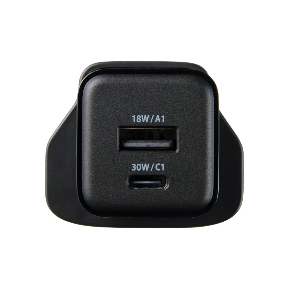 Elecom MPA-ACAS03BFBK 2-Port Wall Charger 30W (C1A1)