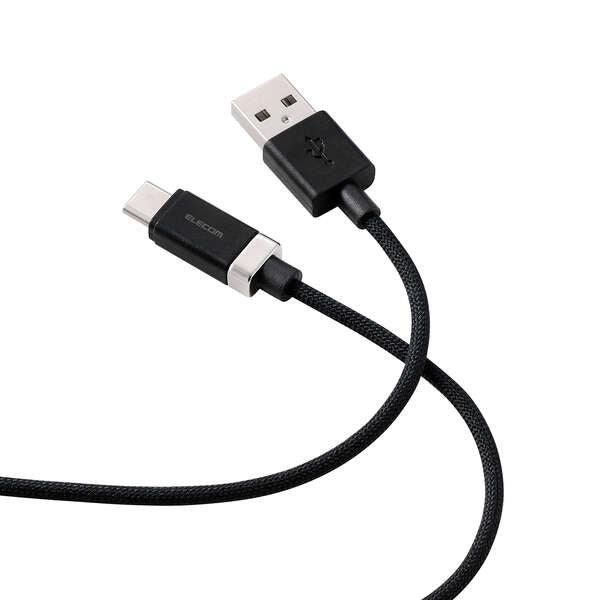Elecom MPA-ACMW10BK Snap-to-Connector USB A-C Cable 15W 1M (Black)