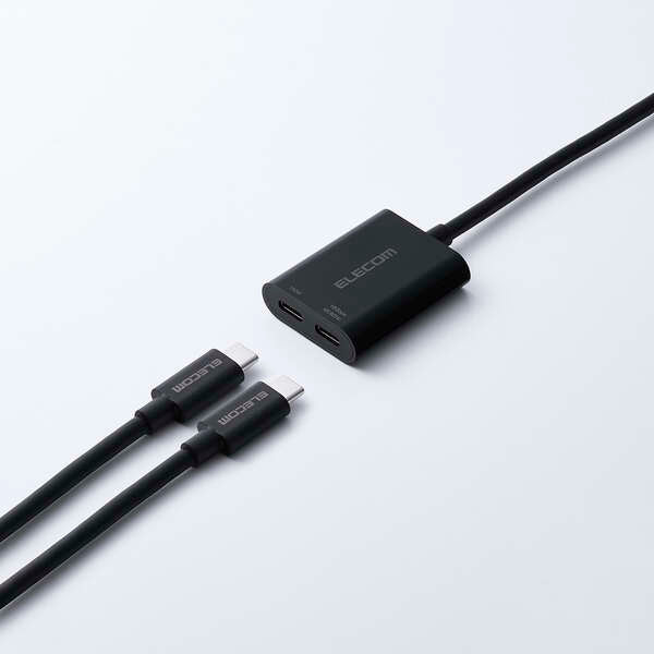 Elecom MPA-C2CPD100BK USB C-C Adapter 2 Port 4K60Hz PD100W (Black)