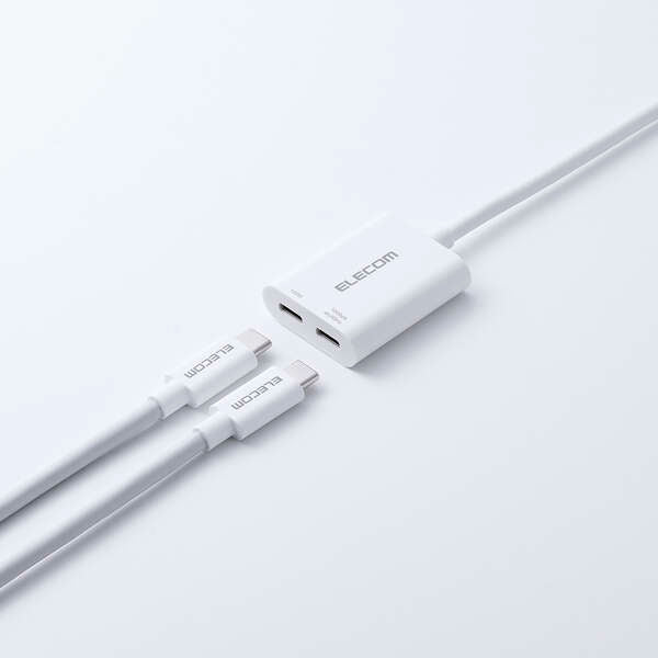 Elecom MPA-C2CPD100WH USB C-C Adapter 2-Port 4K60Hz PD100W (White)