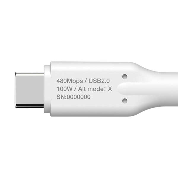 Elecom MPA-CC5PTSS10WH Thermal Protection USB C-C Cable 100W 1M