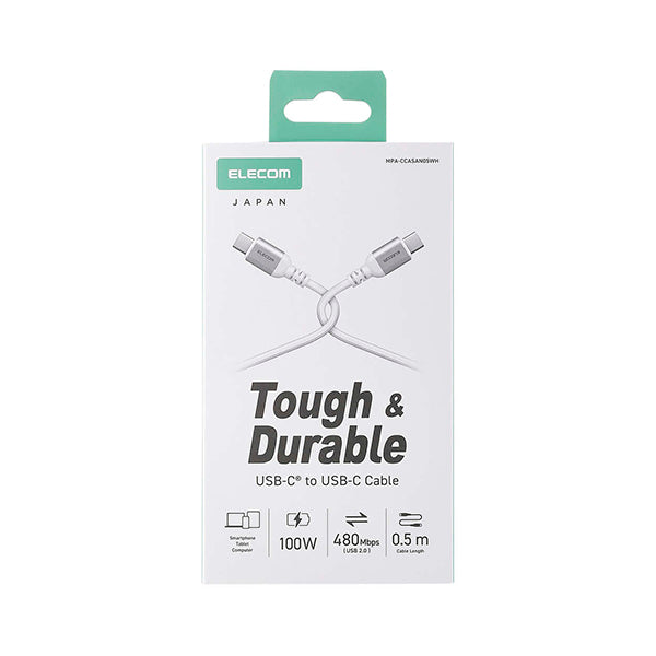 Elecom MPA-CCASAN05WH USB C-C Cable 100W 0.5M - White