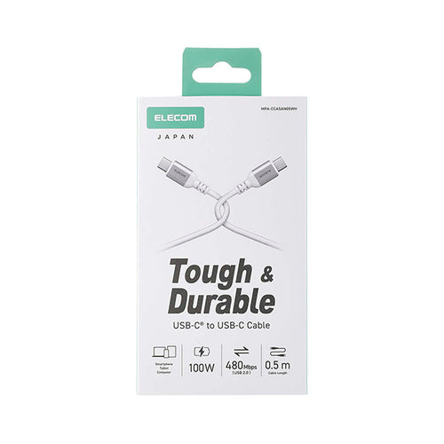 Elecom MPA-CCASAN05WH USB C-C Cable 100W 0.5M - White