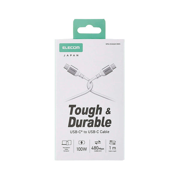 Elecom MPA-CCASAN10WH USB C-C Cable 100W 1M - White