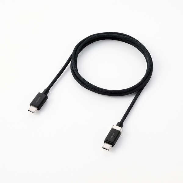 Elecom MPA-CCMW10BK Snap-to-Connector USB C-C Cable 60W 1M (Black)