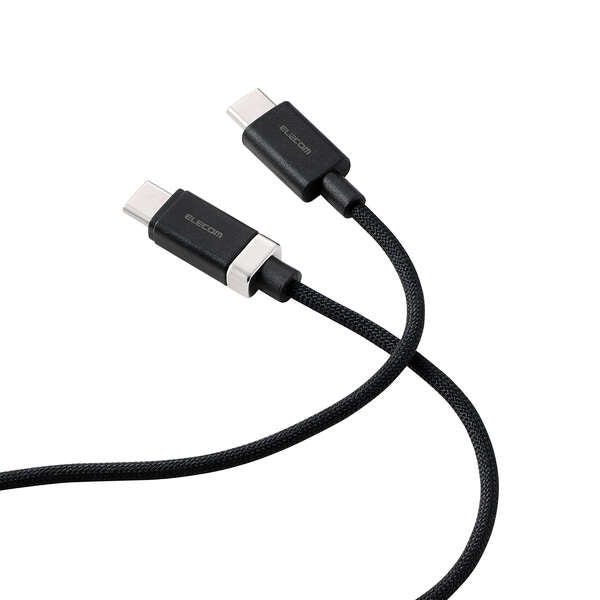 Elecom MPA-CCMW10BK Snap-to-Connector USB C-C Cable 60W 1M (Black)