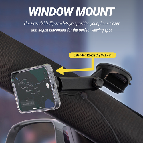 Scosche MPQTRWDA-SP MagicMount Charge Pro Flip Qi2.2 (25W) Magnetic Wireless Charging Phone Mount – Black