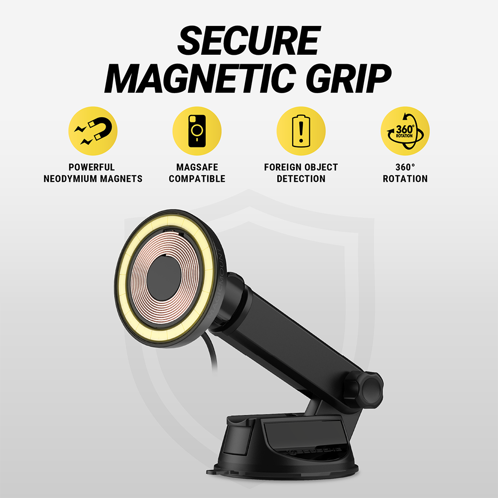 Scosche MPQTRWDA-SP MagicMount Charge Pro Flip Qi2.2 (25W) Magnetic Wireless Charging Phone Mount – Black