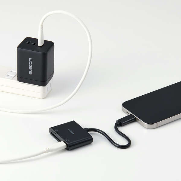 Elecom MR3C-C20PBK Memory Reader USB-C 5Gbps SD/microSD 100W