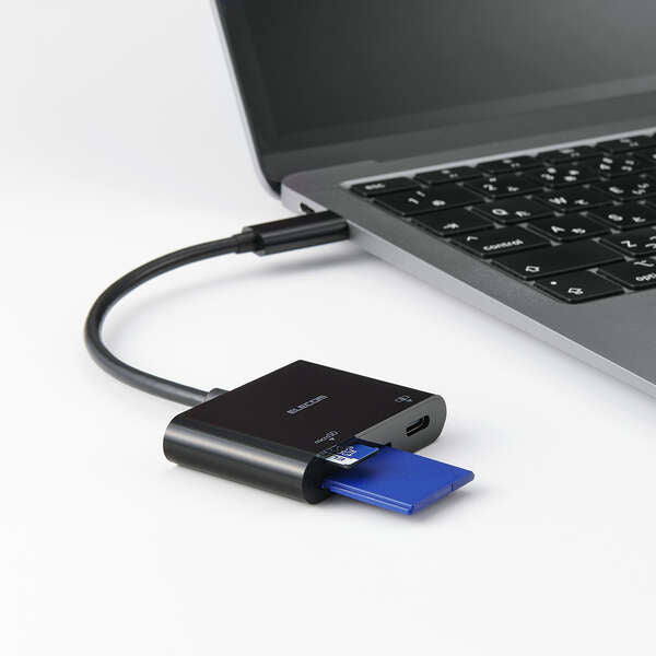 Elecom MR3C-C20PBK Memory Reader USB-C 5Gbps SD/microSD 100W
